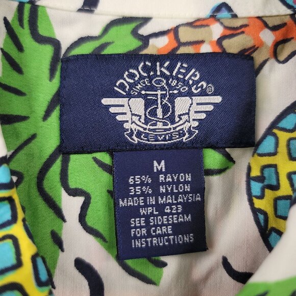 90s Deadstock Dockers By Levis Sugar Shack Short Slv Button Tropical Fruit Shirt - Picture 4 of 11